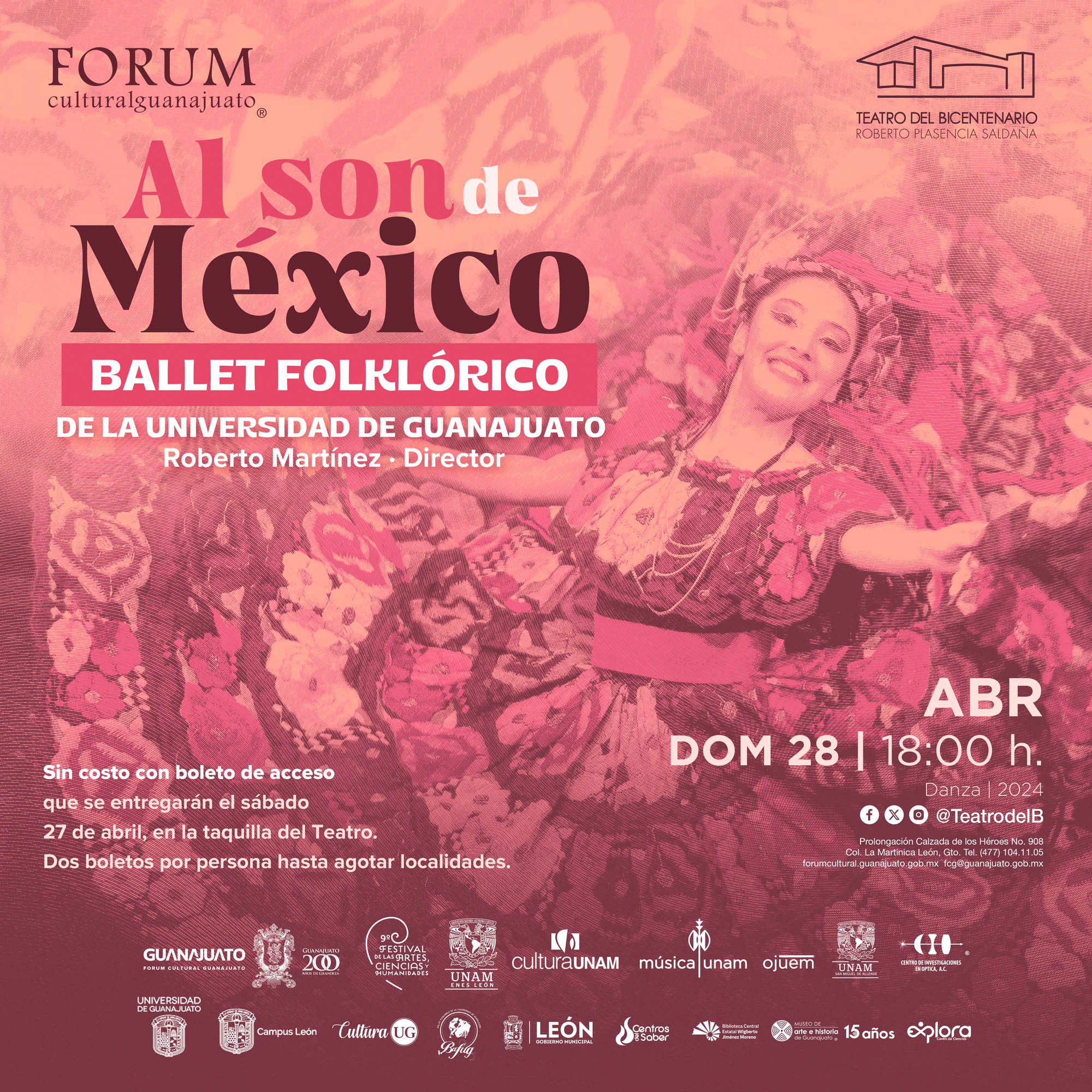 El Teatro del Bicentenario Roberto Plasencia Saldaña presenta  al Ballet Folklórico de la Universidad de Guanajuato con 