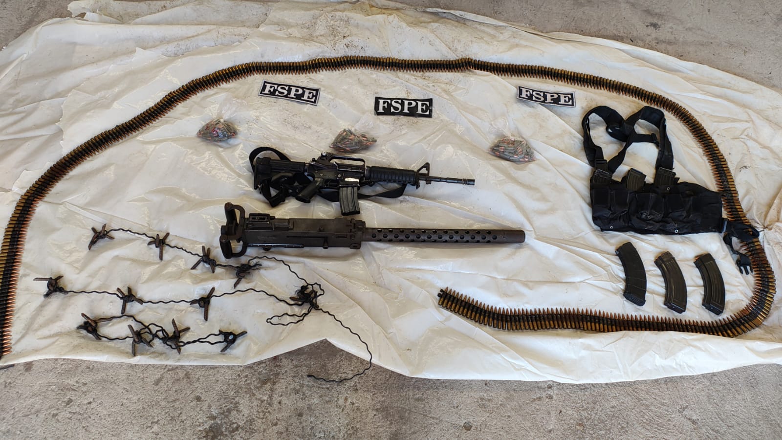 Dos personas, armas de grueso calibre, entre ellas una ametralladora Browning capaz de penetrar blindajes, 500 cartuchos útiles y 11 vehículos fueron asegurados tras un despliegue coordinado en la comunidad San Vicente de Flores, Salamanca.