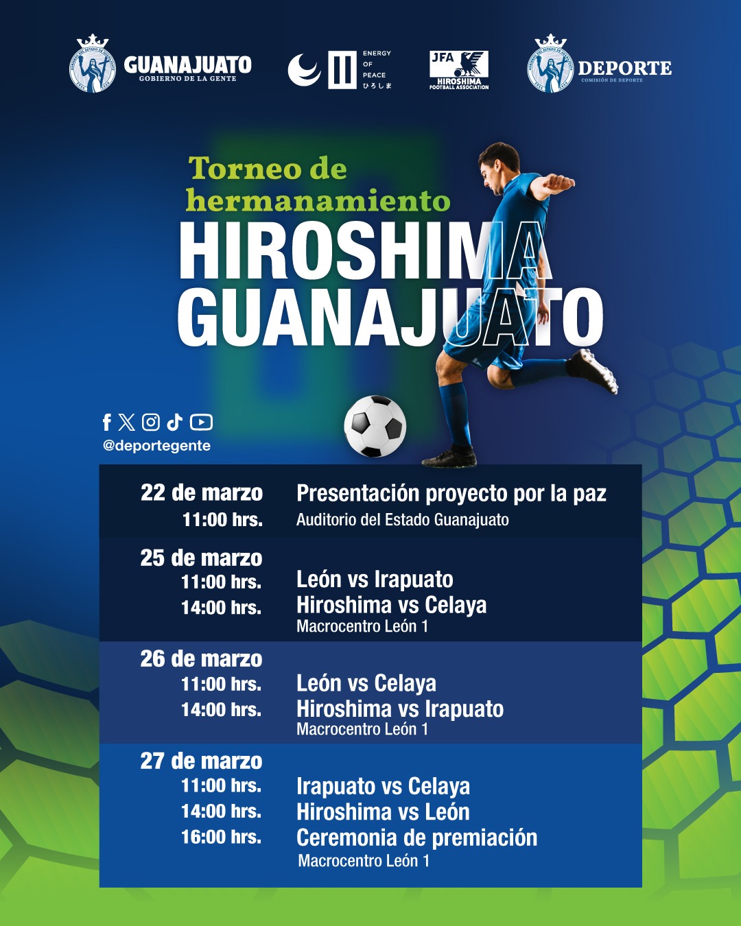 Una delegación de futbolistas japoneses de la categoría Sub 16, estará en Guanajuato durante diez días para compartir un mensaje de paz, recorrer la capital Patrimonio de la Humanidad y jugar un cuadrangular con el Club León, Club Irapuato y los Toros de Celaya.