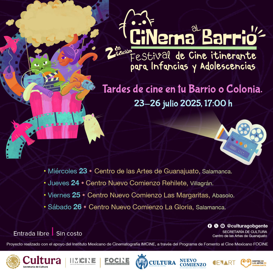 Secretaría de Cultura presenta: Cinema al Barrio en Abasolo, Salamanca y Villagrán