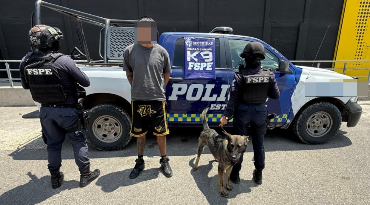 Detienen FSPE a joven armado y con presuntas drogas en León con apoyo del binomio canino 