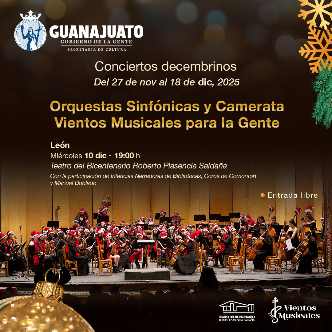 La Secretaría de Cultura de Guanajuato presenta Una Navidad de Cuento con la Orquesta Sinfónica Vientos Musicales León