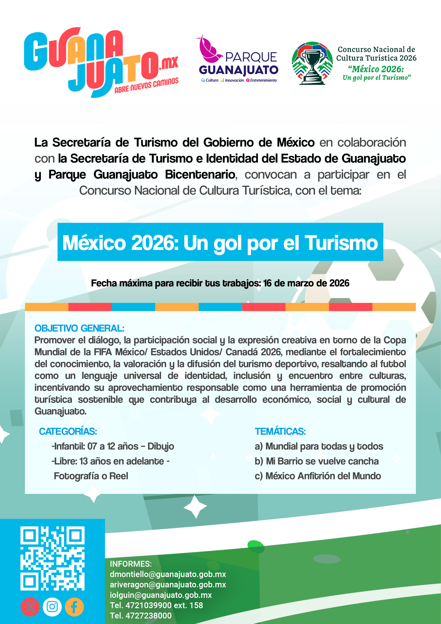 El Gobierno de la Gente convoca al Concurso Nacional de Cultura Turística 2026 “México 2026: Un gol por el Turismo”