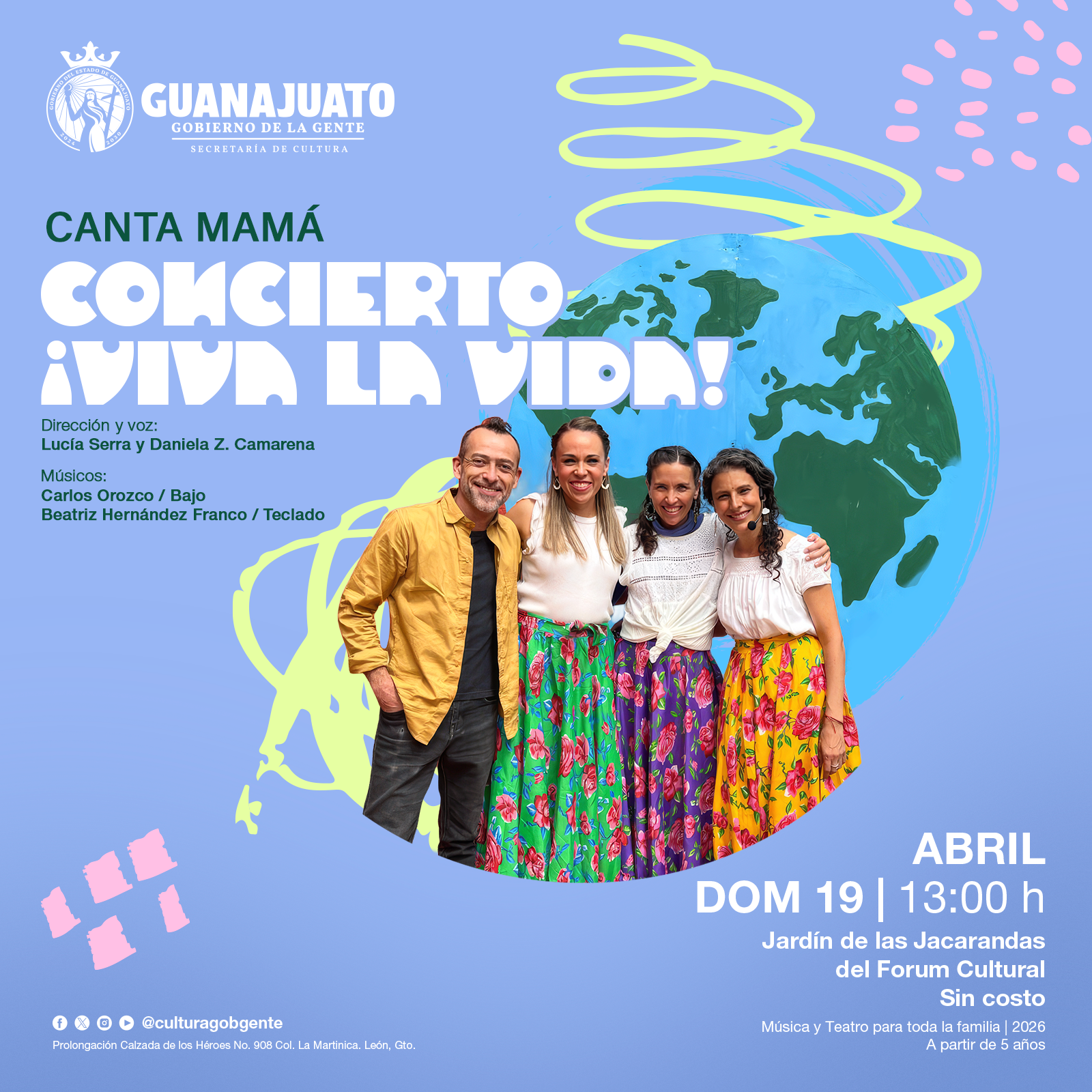 La Secretaría de Cultura de Guanajuato invita a celebrar la vida con “¡Viva la vida! Canta Mamá”, un concierto para las infancias en el Forum Cultural