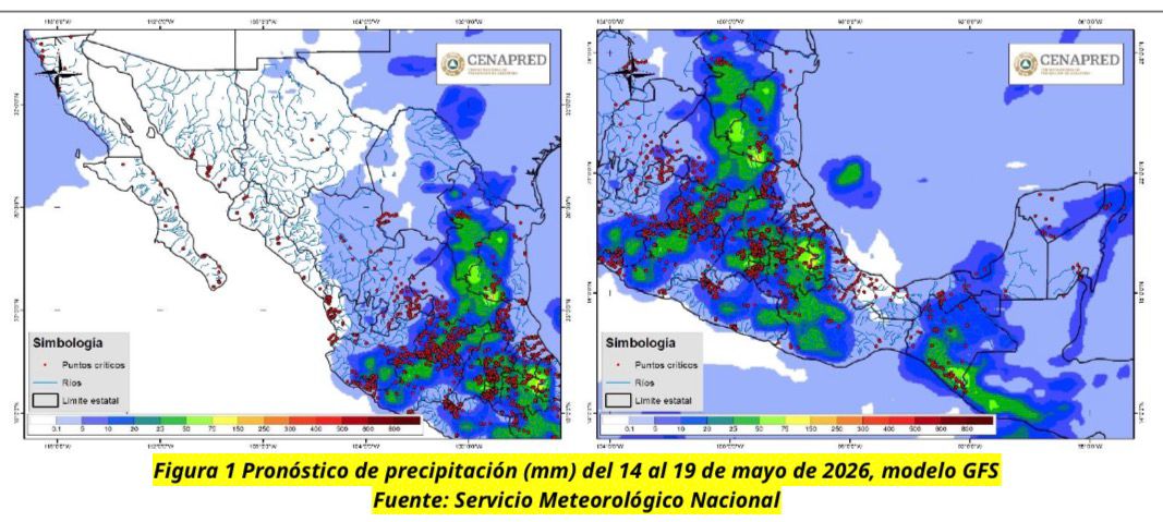 De acuerdo con el Servicio Meteorológico Nacional y el Centro Nacional de Prevención de Desastres (CENAPRED) estas pueden presentarse del 14 al 19 de mayo. 

La Coordinación Estatal de Protección Civil mantendrá vigilancia en cuatro municipios por posibles afectaciones.