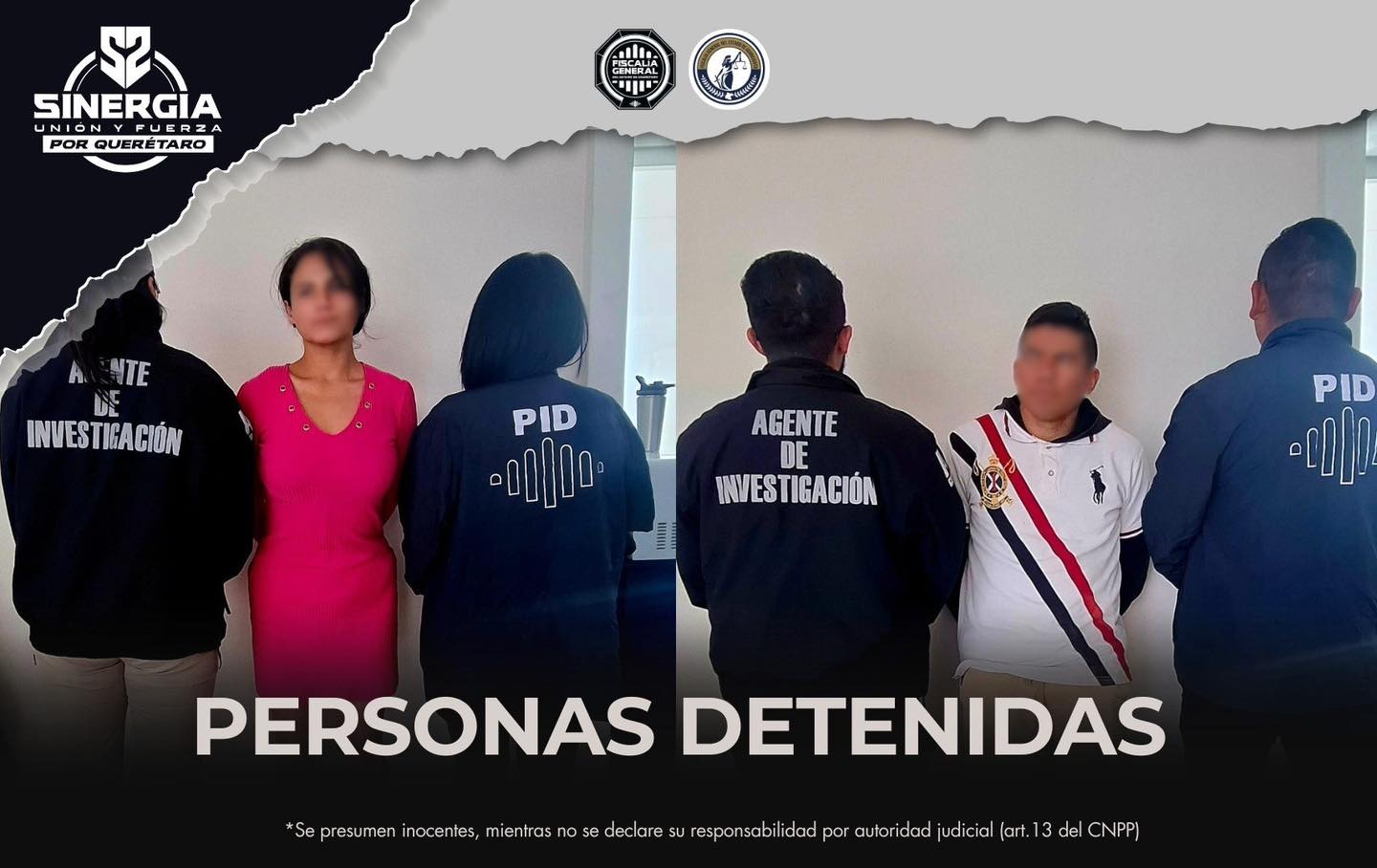 La Fiscalía General del Estado de Querétaro, a través de la Policía deInvestigación del Delito, cumplimentó órdenes de aprehensión encontra de dos personas por el delito de homicidio doloso, en colaboración con la Agencia de Investigación Criminal (AIC) del estado de Guanajuato.