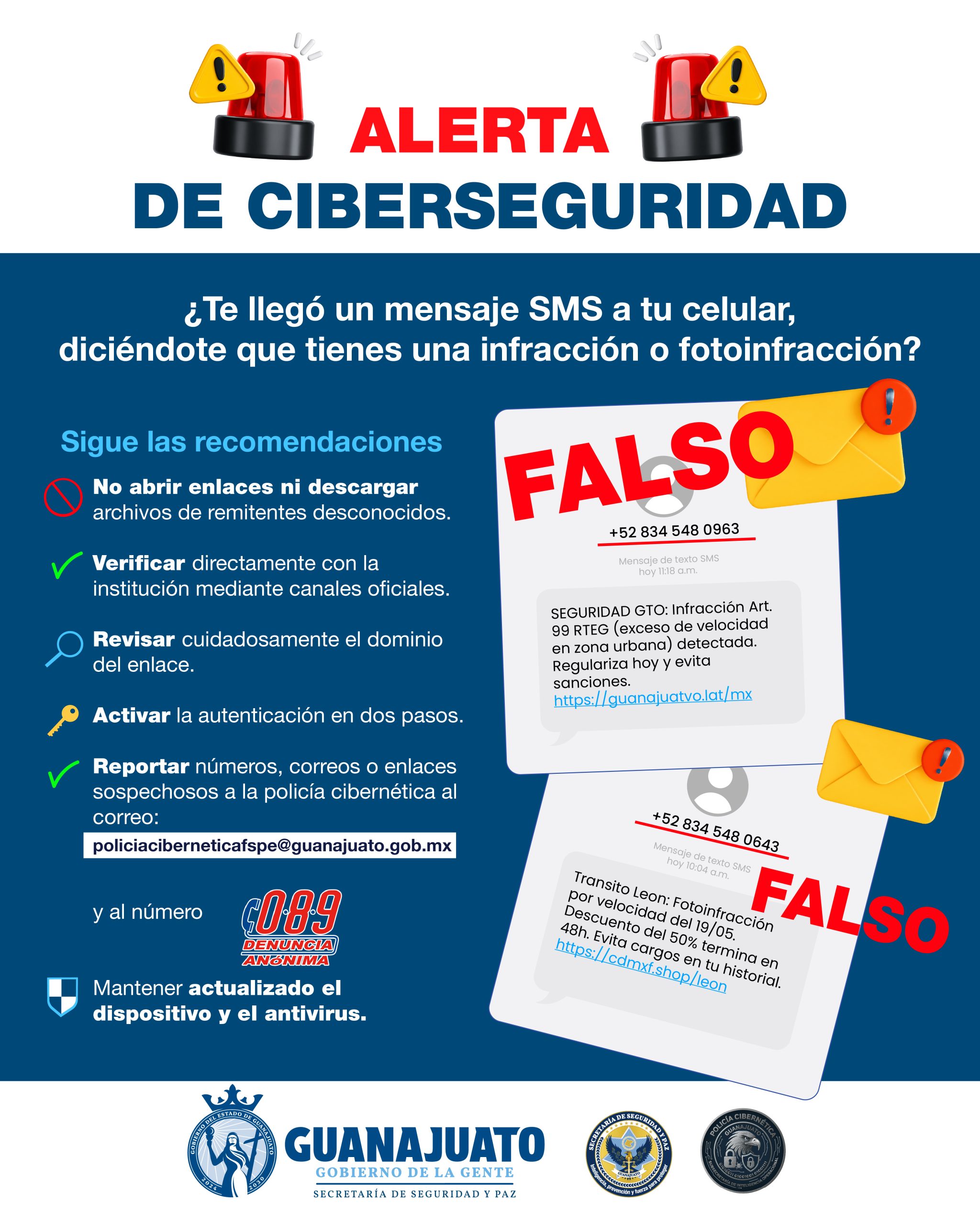Que no te engañen: advierte Secretaría de Seguridad y Paz posible fraude con mensajes de infracciones y fotoinfracciones