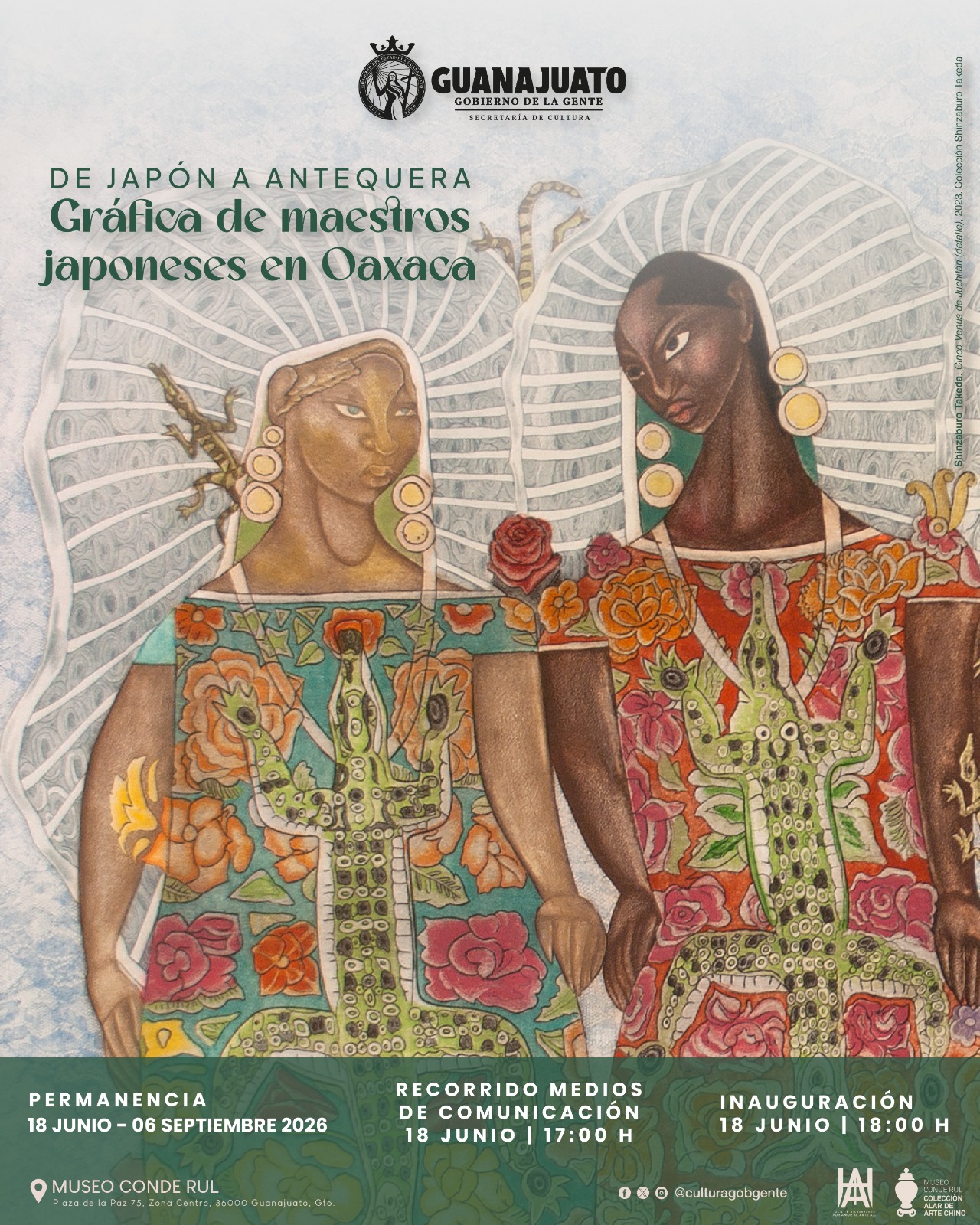 La Secretaría de Cultura del Gobierno de la Gente inaugura en el Museo Conde Rul la exposición De Japón a Antequera. Gráfica de maestros japoneses en Oaxaca