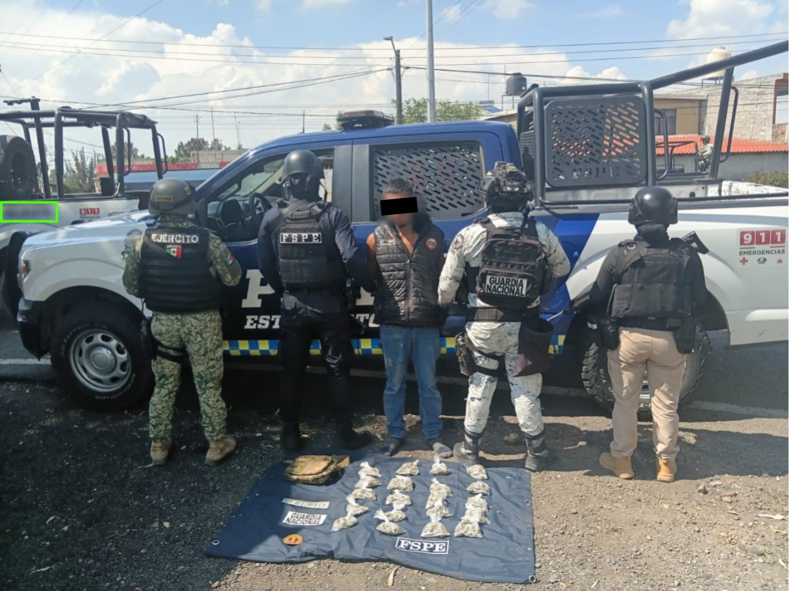 Aseguran FSPE más de 400 dosis de presunta marihuana y detienen a una persona en Jaral del Progreso