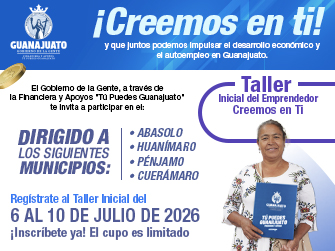 El gobierno de la Gente abre el registro para asistir al taller inicial del emprendedor en los municipios de Abasolo, Huanímaro, Pénjamo y Cuerámaro para respaldar proyectos productivos locales y consolidar la economía regional.