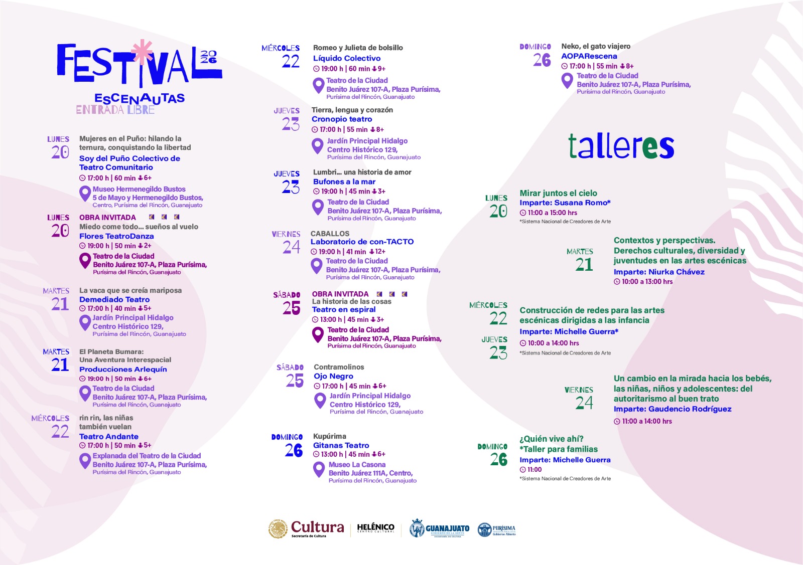 Secretaría de Cultura del Gobierno de la Gente presenta el Festival Escenautas 2026, un encuentro que celebra las artes escénicas para niñas, niños y jóvenes