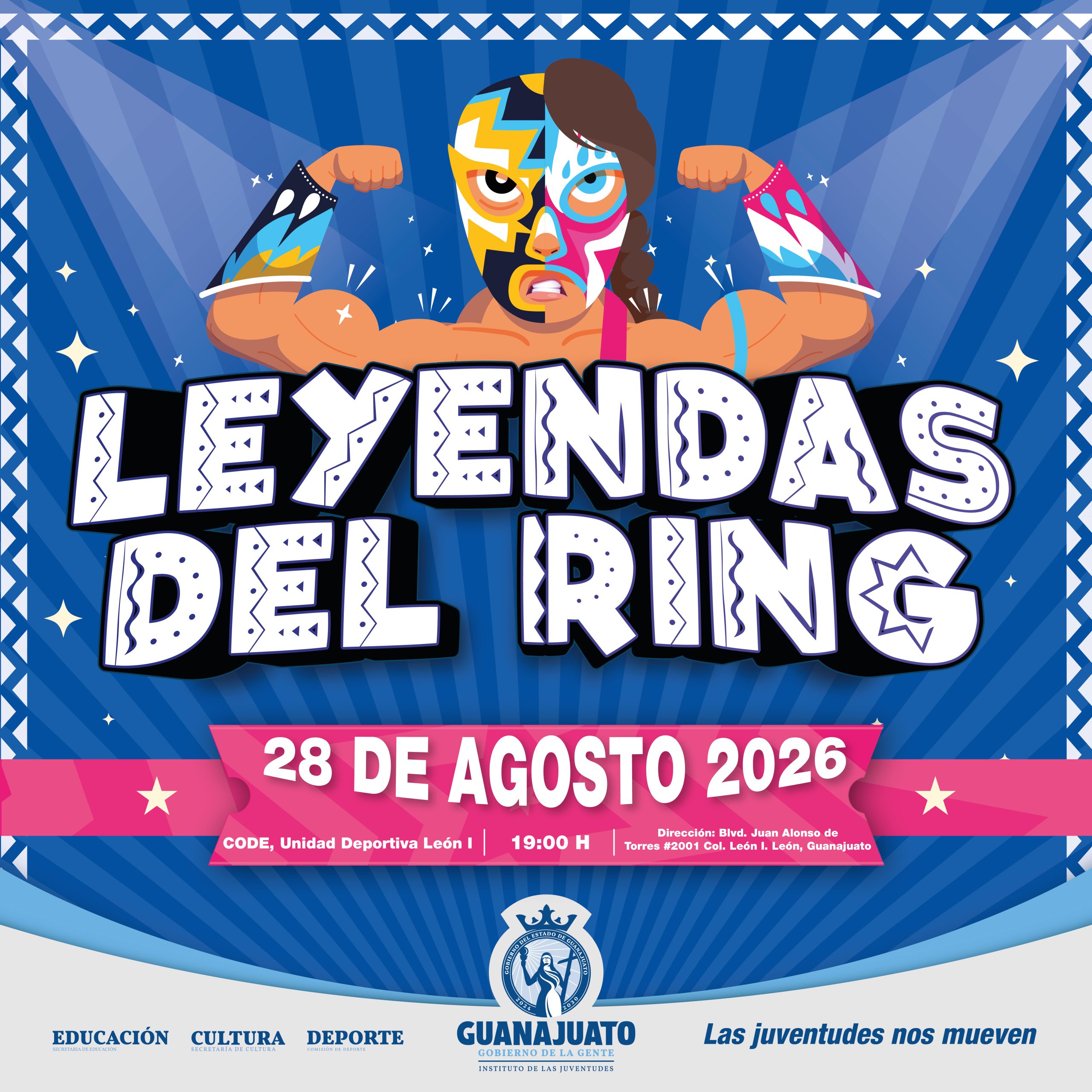 Guanajuato cierra el Mes de las Juventudes con “Leyendas del Ring” teniendo como invitado estelar al nieto del enmascarado de plata “Santo Jr.”