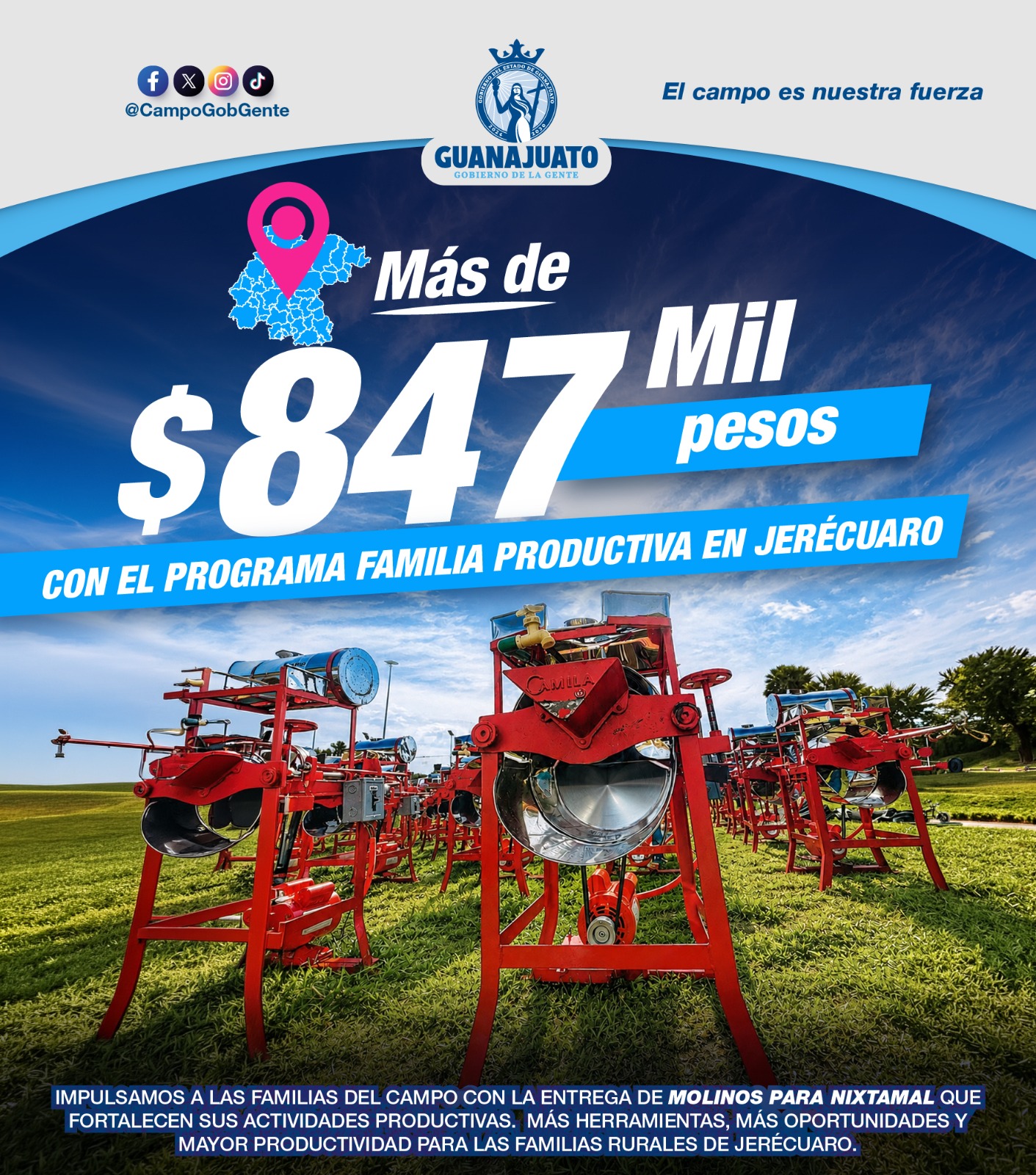 En Jerecuaro El Gobierno de la Gente y la Secretaria del Campo apoyan a las familias de los Agricultores con el programa “Familia Productiva”