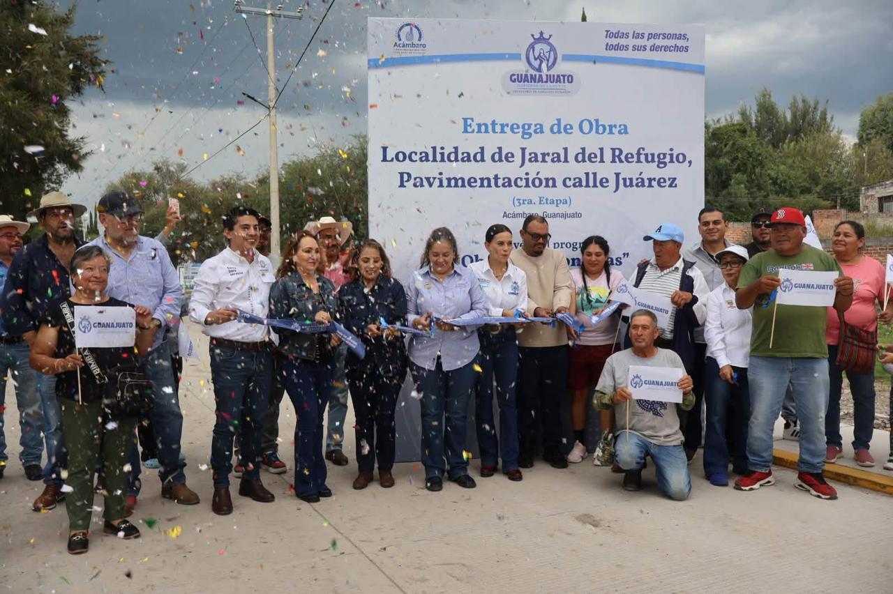 Con el Gobierno de la Gente, familias de Jaral del Refugio reciben obra impulsada junto con clubes de migrantes en Acámbaro